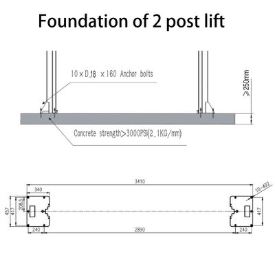 Gantry Design 4T 2 Post Hydraulic Lift Connect On Bottom Car Lift Low سقف