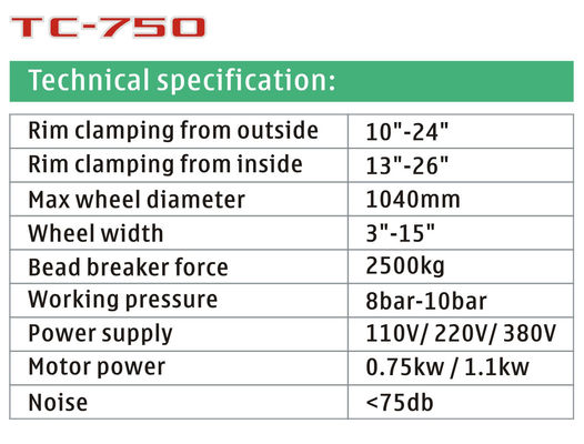 220v 380v 26 اینچ رینگ اتومبیل تعویض لاستیک / تجهیزات تعویض تایر